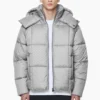 PEGADOR GALLAN CROPPED MONOGRAM PUFFER JACKE ROCK GREY